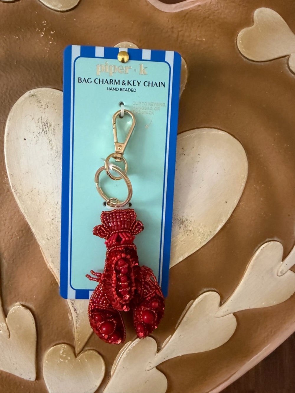 Piper K Hand Beaded Lobster Keychain or Bag Charm
